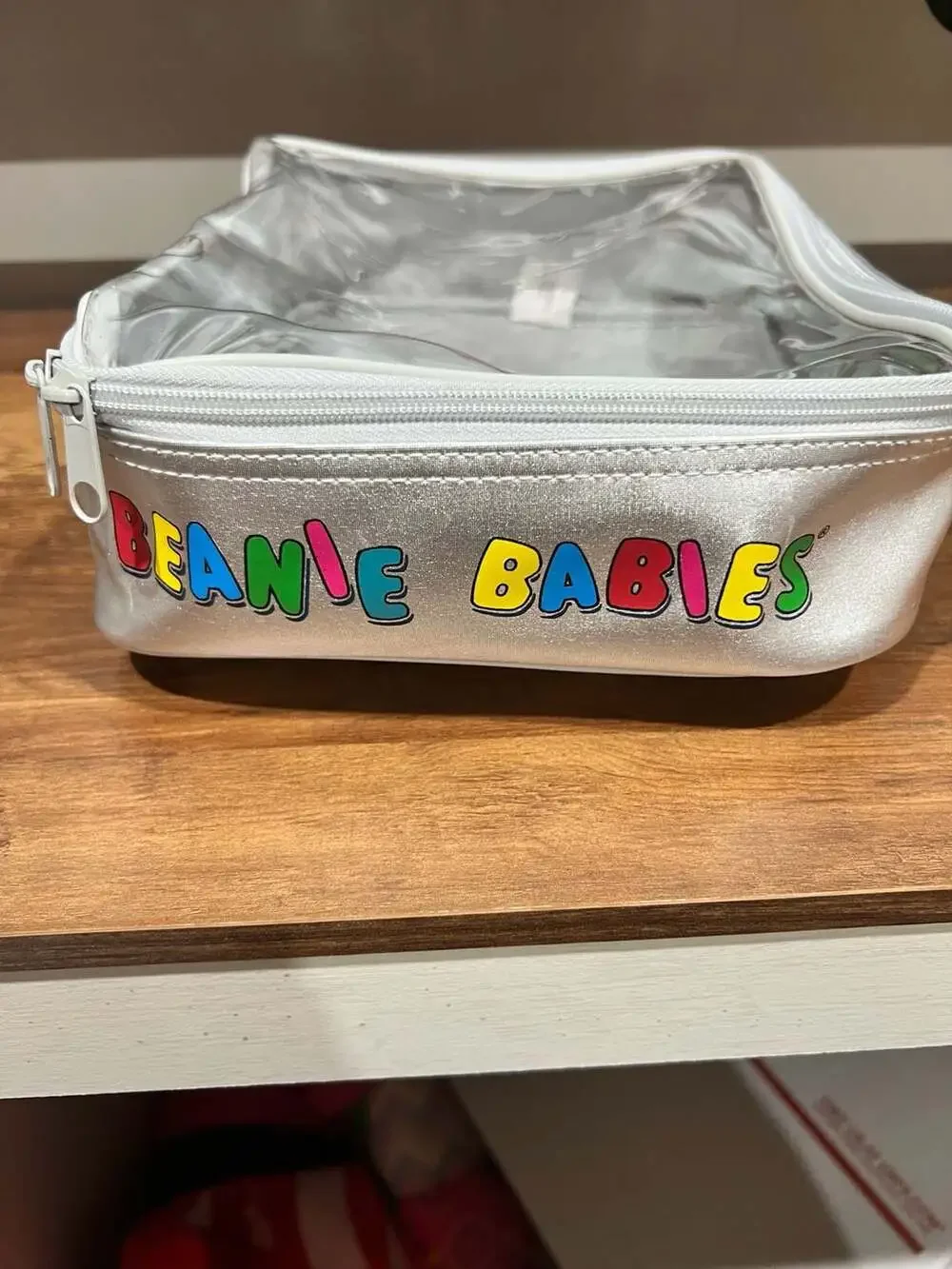 Vintage Ty Beanie Babies Official Club Silver Vinyl Zippered Carrying Case